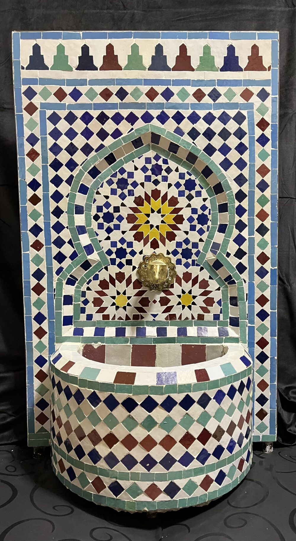 Moroccan Zellige Mosaic Wall Fountain