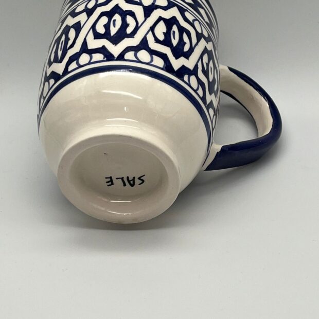 Hand-Painted Mug with Intricate Black Patterns