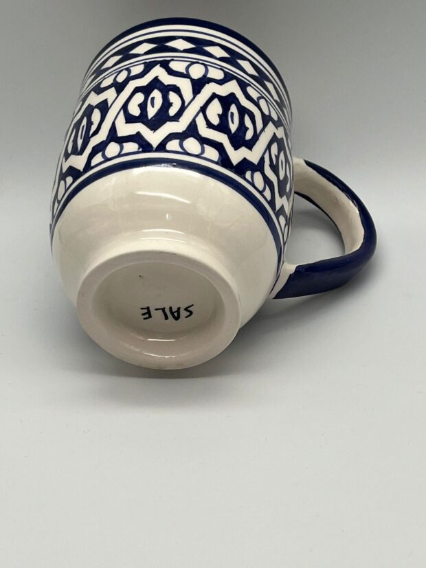 Hand-Painted Mug with Intricate Black Patterns